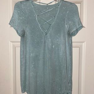 American Eagle Spotted Teal Shirt